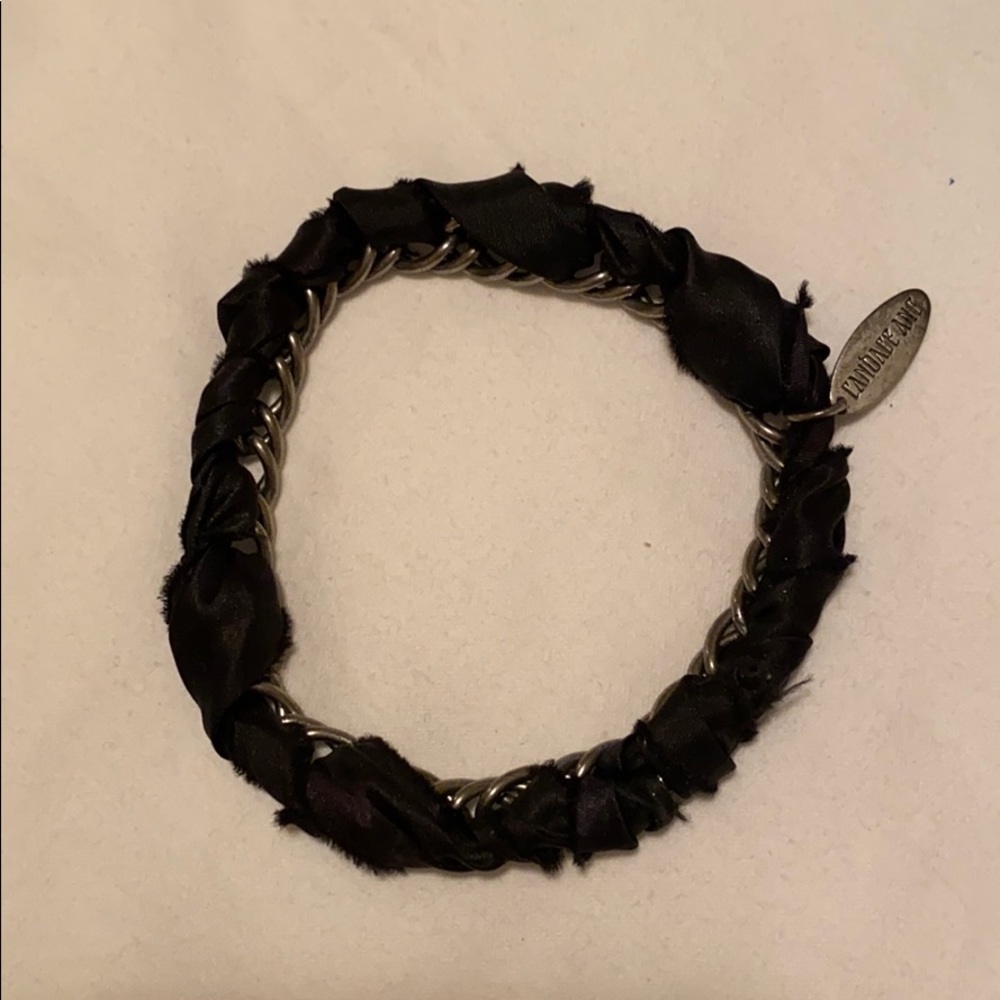 Candace Ang silver link with silk woven bracelet